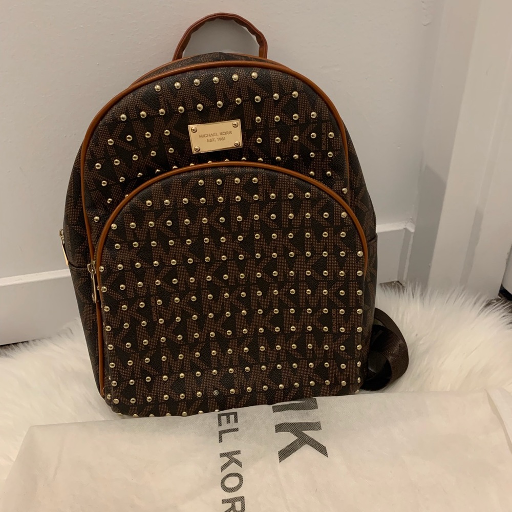 Michael Kors Dark Brown Studded Backpack
